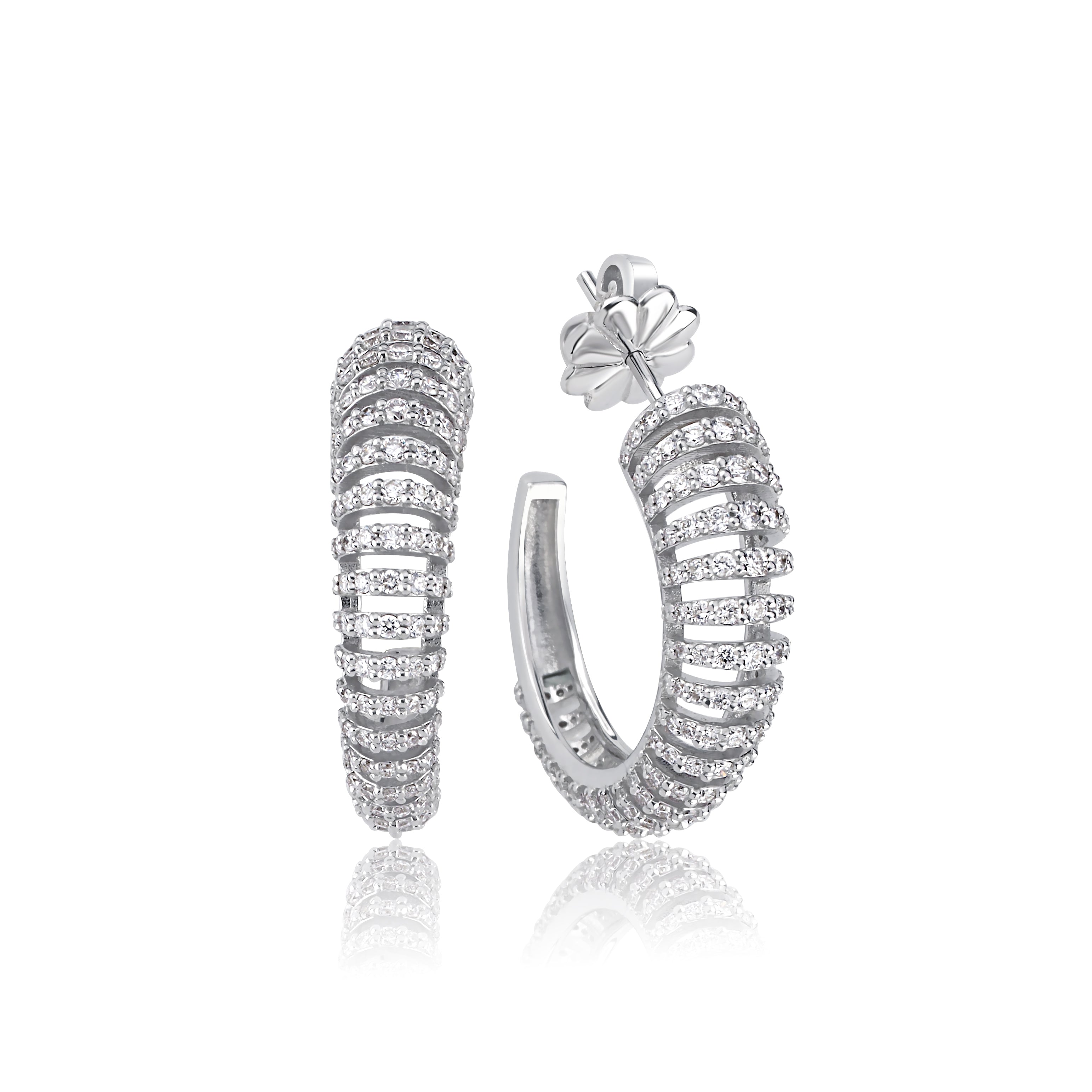 Cercei ISC118 din aur alb 18k cu diamante naturale 1.97ct