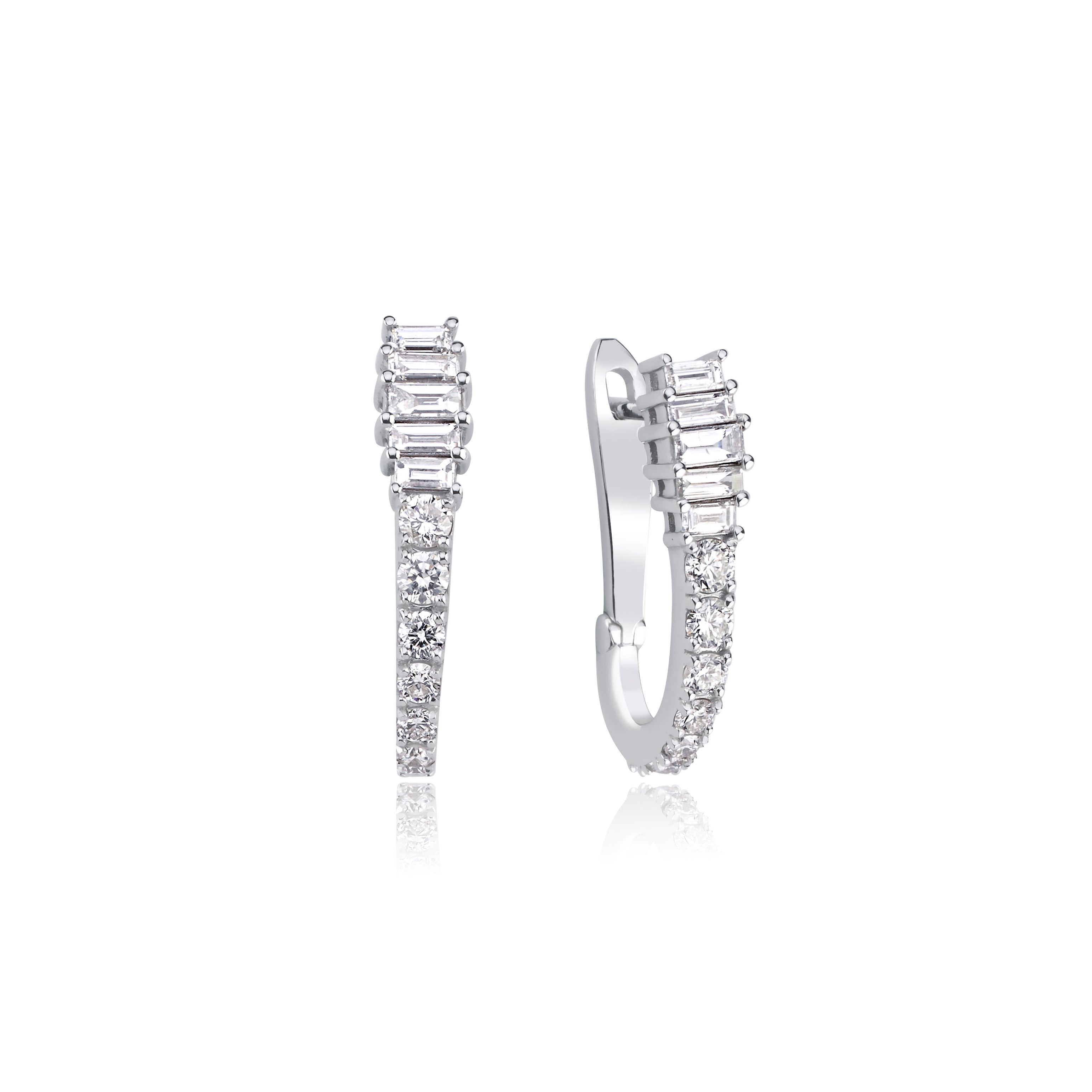 Cercei ISC119 aur alb 18k cu diamante naturale baguette 0.50ct si rotunde 0.43ct