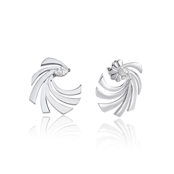 Cercei ISC121 din aur alb 18k cu diamante naturale marquise 0.61ct