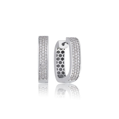 Cercei huggies ISC122 din aur alb 18k cu diamante naturale 0.61ct