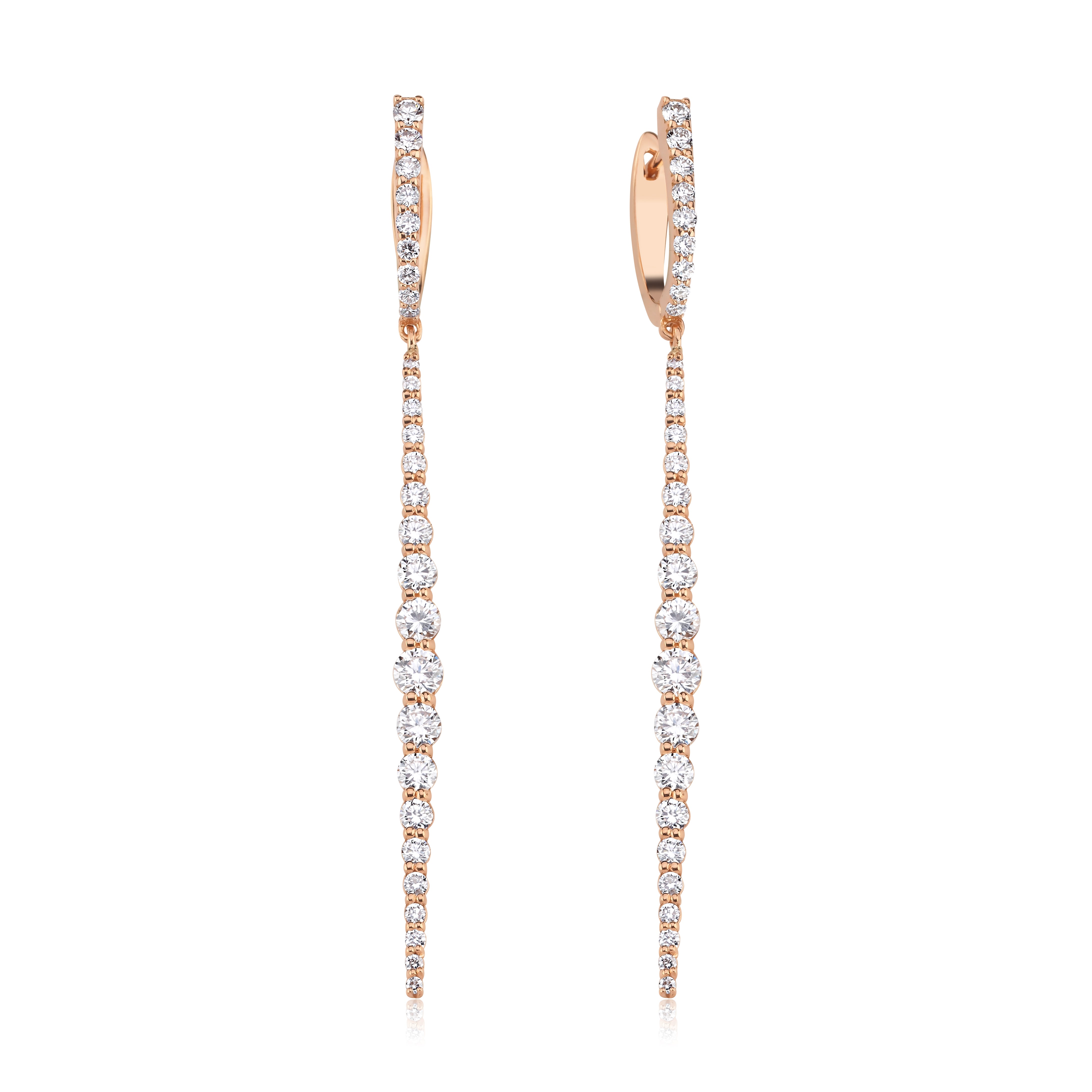 Cercei ISC125 din aur roz 18k cu diamante naturale 1.78ct