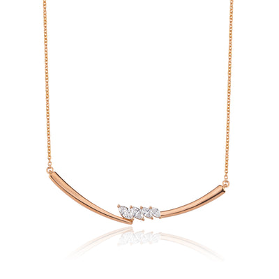 Colier ISC126 din aur roz 18k cu diamante naturale marquise 0.31ct