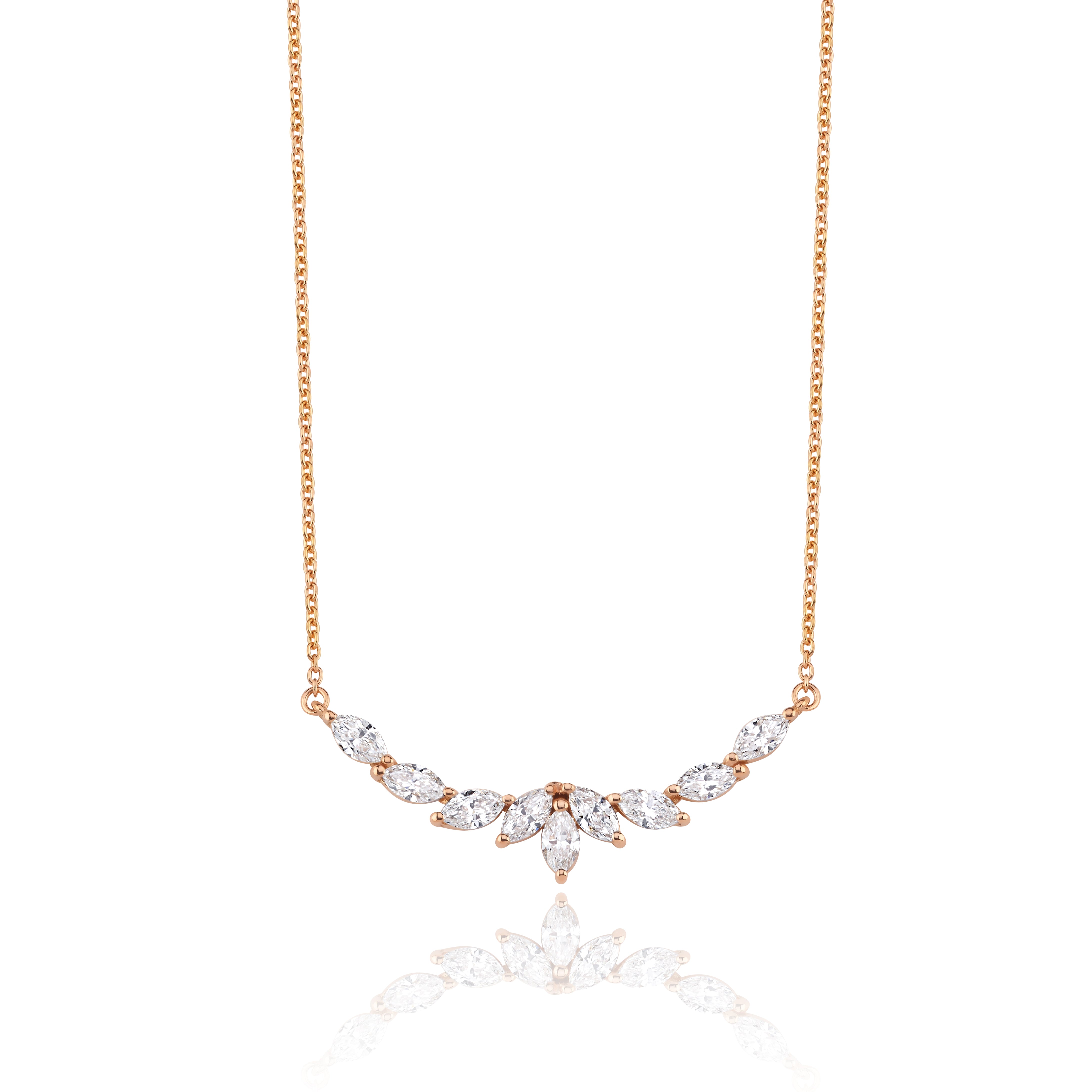 Colier ISC127 din aur roz 18k cu diamante naturale marquise 1.01ct
