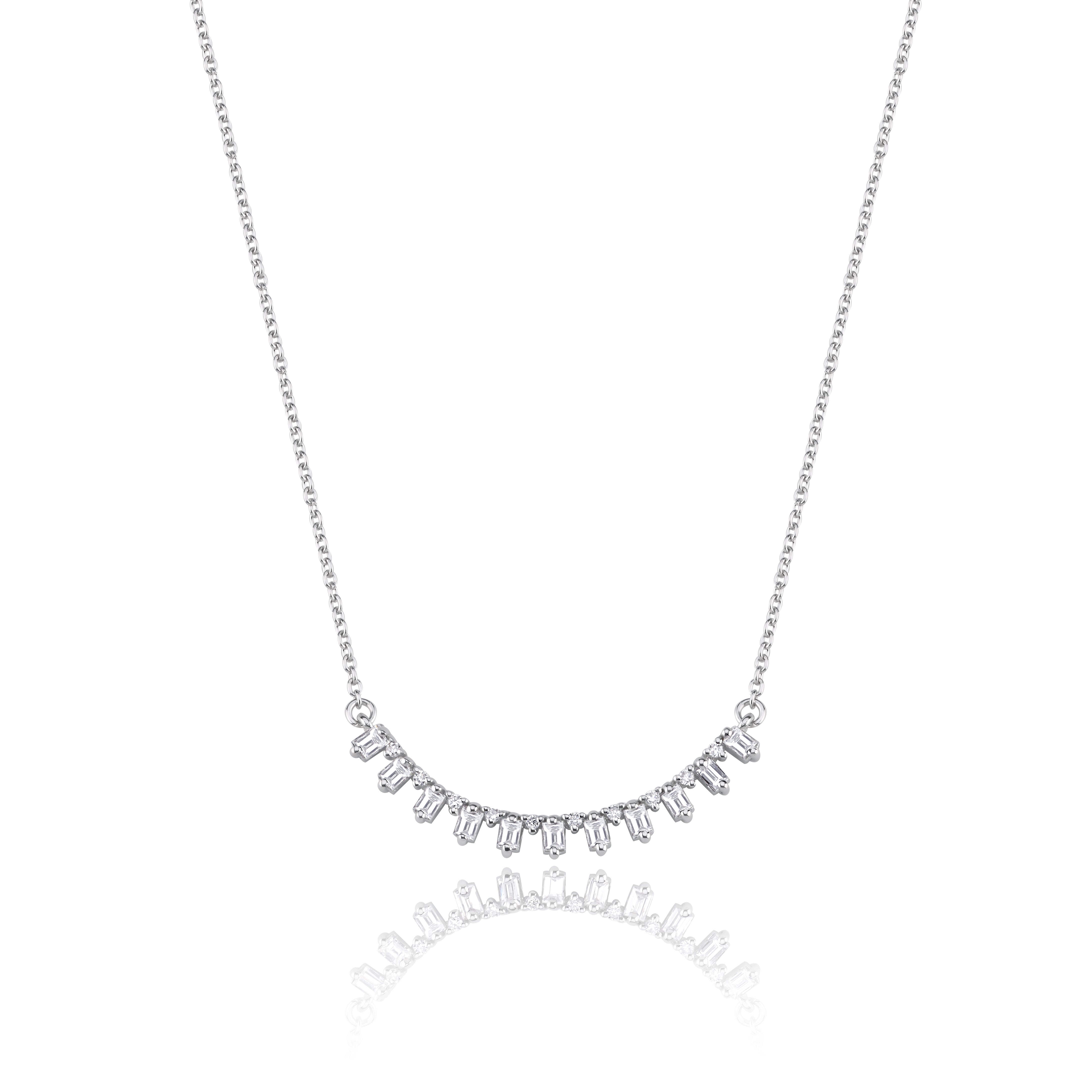 Colier ISC129 din aur alb 18k cu diamante naturale 0.24ct