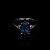 Inel de logodna LDR4007 din aur alb 14K cu diamante si topaz albastru - Bijuterii LA ROSA