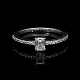 Inel de Logodna LRY010 din aur alb 18k cu Diamant  Emerald Cut - Bijuterii LA ROSA