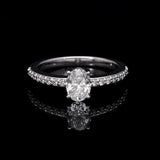 Inel de Logodna LRY007 din Aur Alb 18K cu Diamant OVAL CUT - Bijuterii LA ROSA