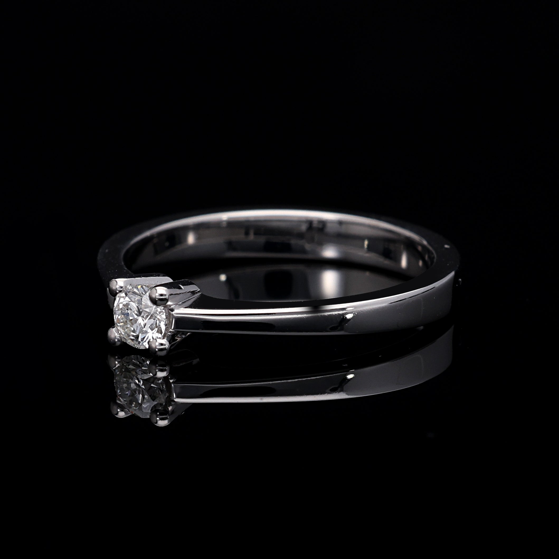 Inel de Logodna LDR1120 din aur alb 18k cu diamant - Bijuterii LA ROSA