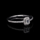 Inel de Logodna LRY009 din aur alb 18k cu Diamant Emerald Cut - Bijuterii LA ROSA