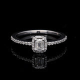 Inel de Logodna LRY009 din aur alb 18k cu Diamant Emerald Cut - Bijuterii LA ROSA