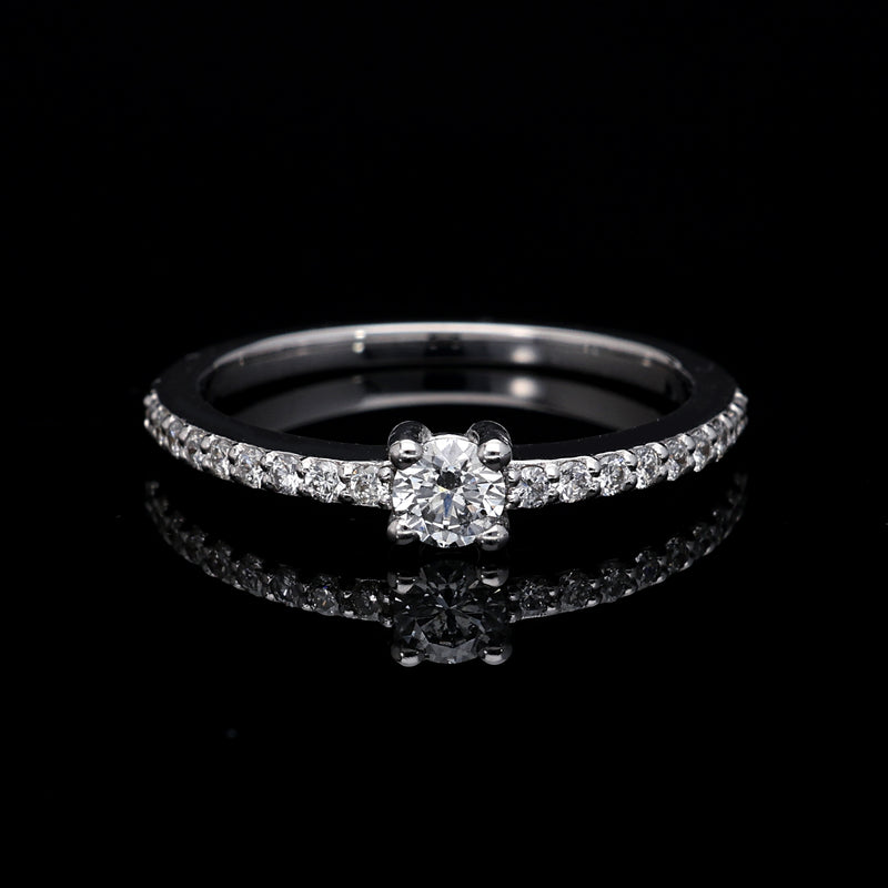 Inel de logodna LRY003 din aur alb 18K cu Diamant Rotund - Bijuterii LA ROSA