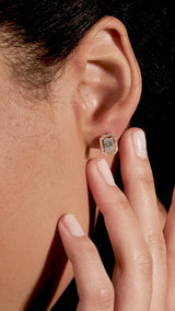 Cercei MD45482 din aur roz 14k forma dreptunghi cu diamante baguette