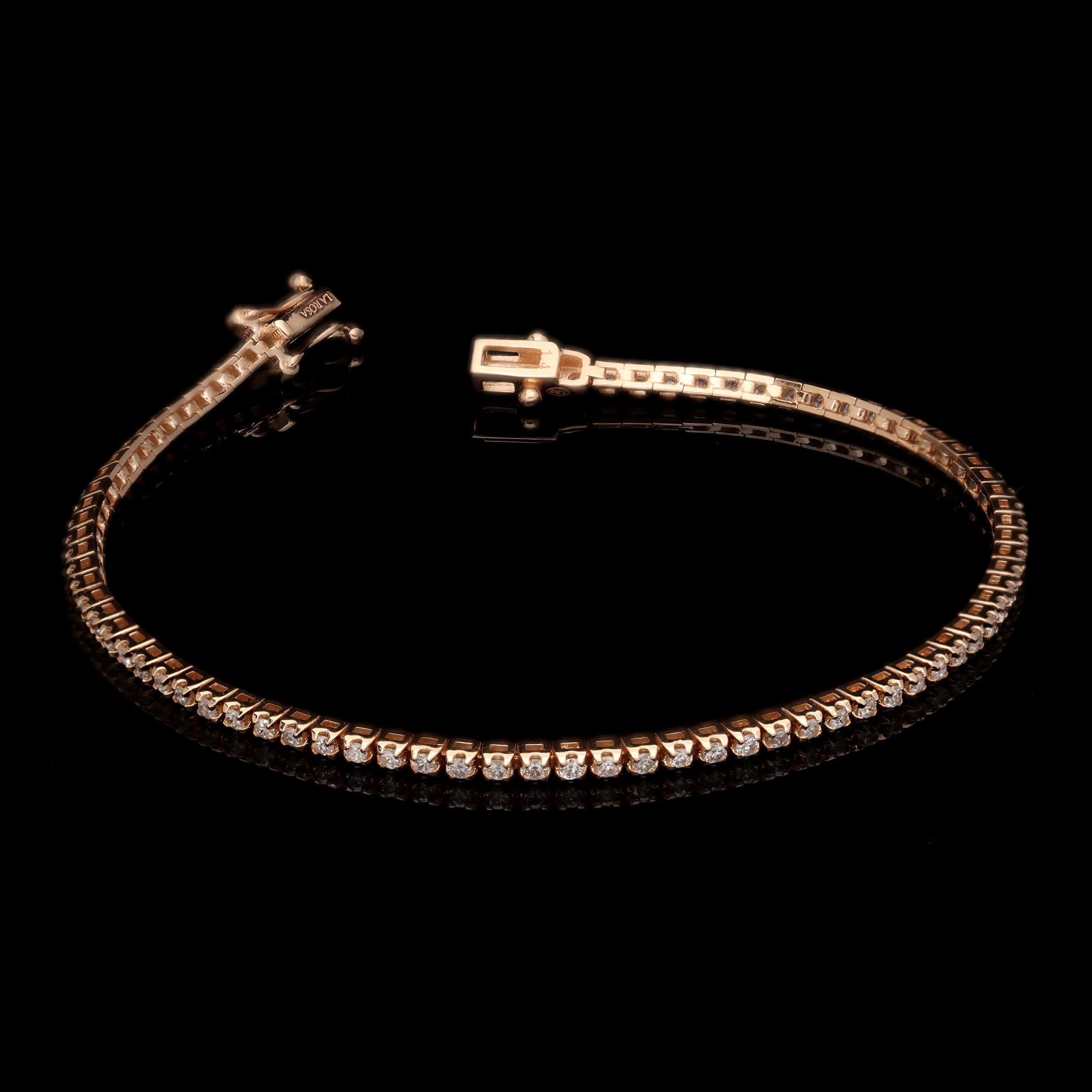 Bratara Tennis TN0003B din aur roz 14k cu diamante - Bijuterii LA ROSA