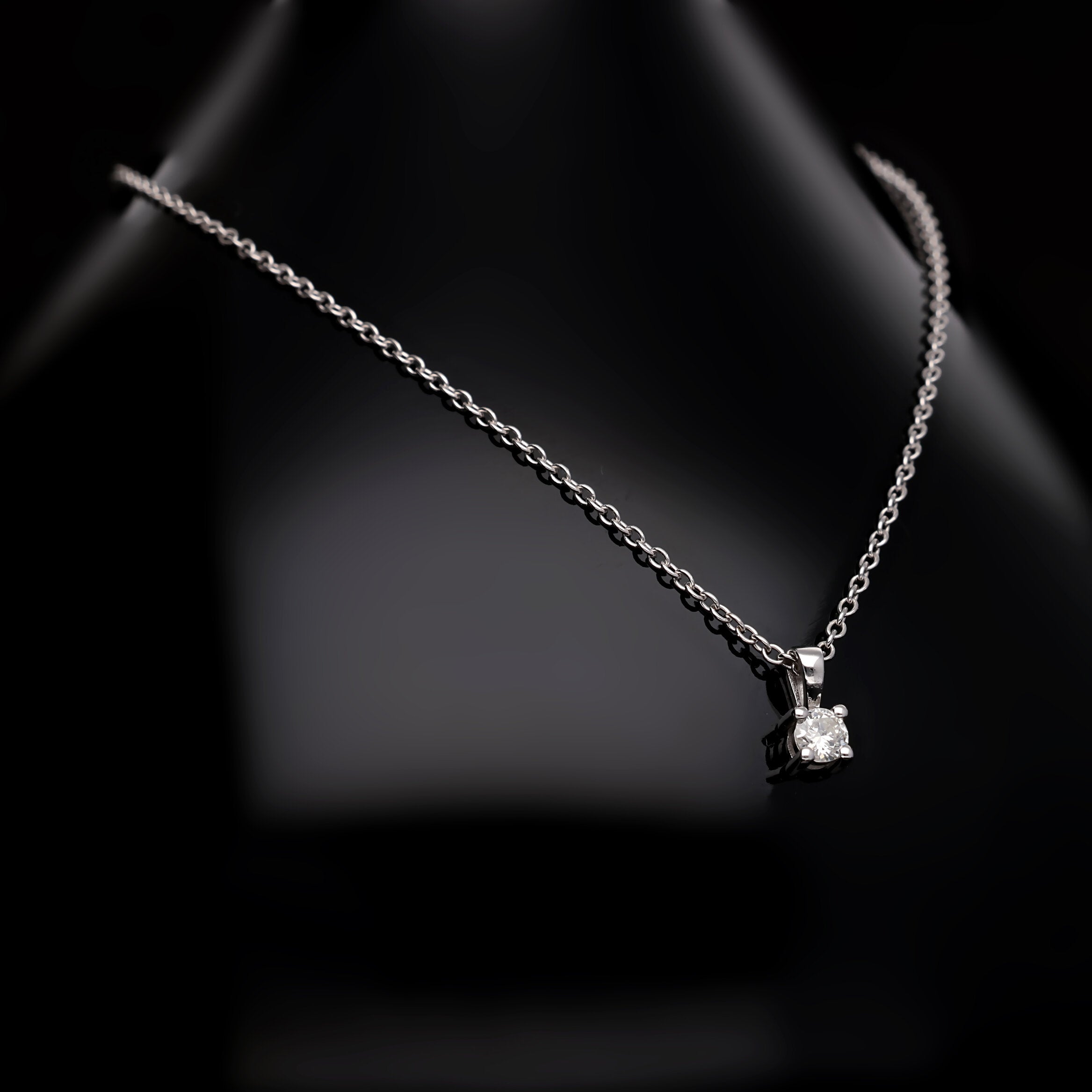 Colier TK0410M din aur alb 14k cu diamant - Bijuterii LA ROSA