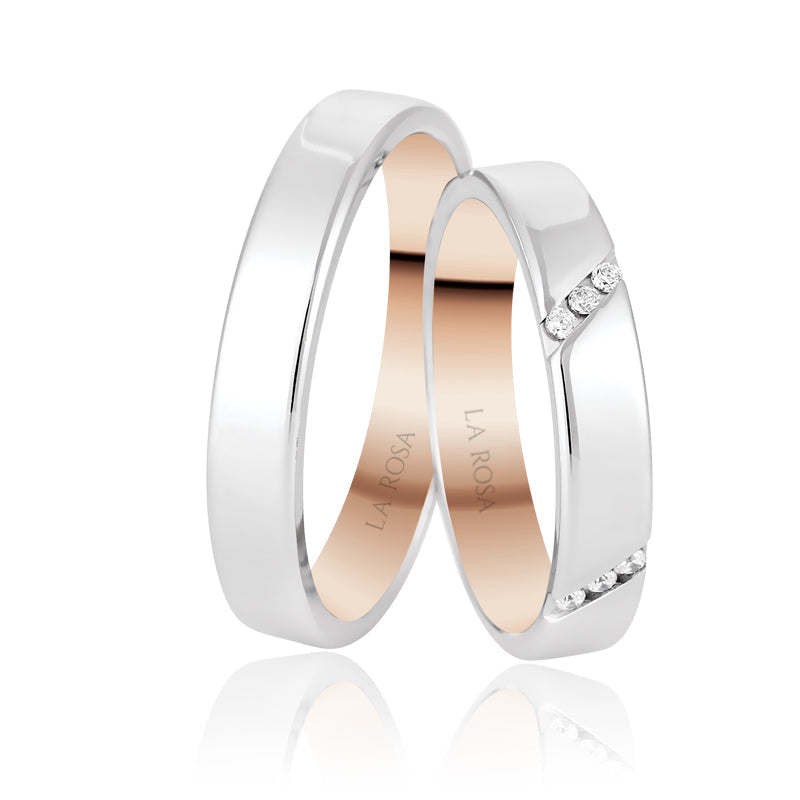 Verighete Lrsz022 din Aur Alb si Aur Roz cu Diamante sau cu Cristale - Bijuterii LA ROSA