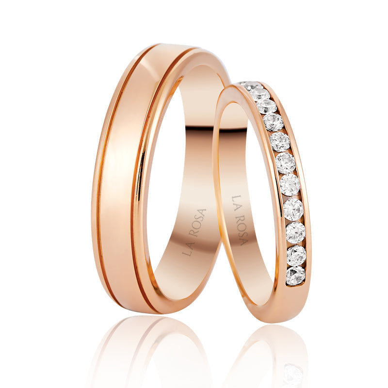 Verighete Lrsz040 din Aur Roz cu Diamante sau cu Cristale - Bijuterii LA ROSA