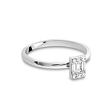 Inel dreptunghi din aur alb de 14k cu diamante baghete - Bijuterii LA ROSA