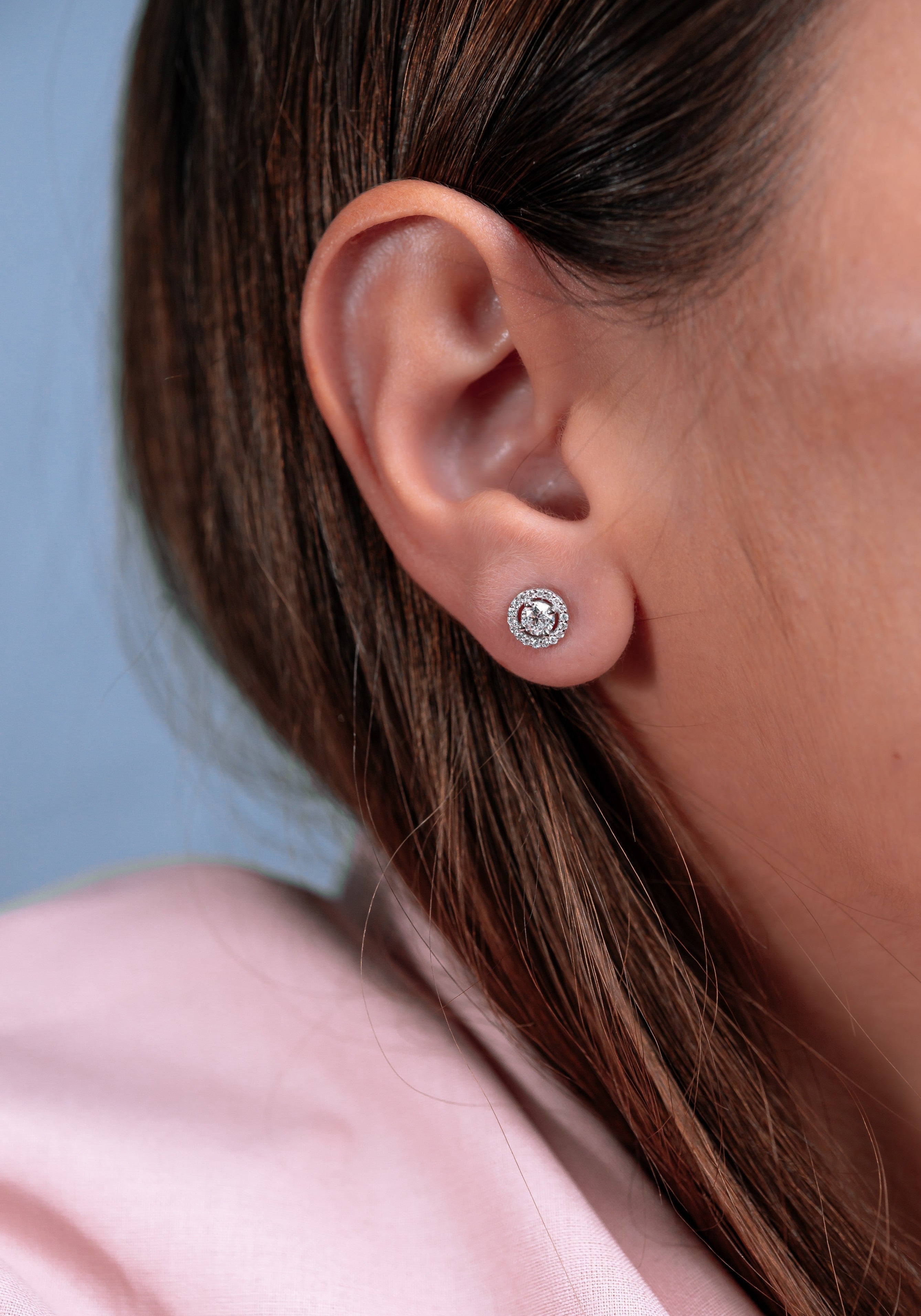 CERCEI E000690 DIN AUR ALB 14K FORMA ROTUNDA CU DIAMANTE - Bijuterii LA ROSA - Verighete si Inele de Logodna, bijuterii cu diamante
