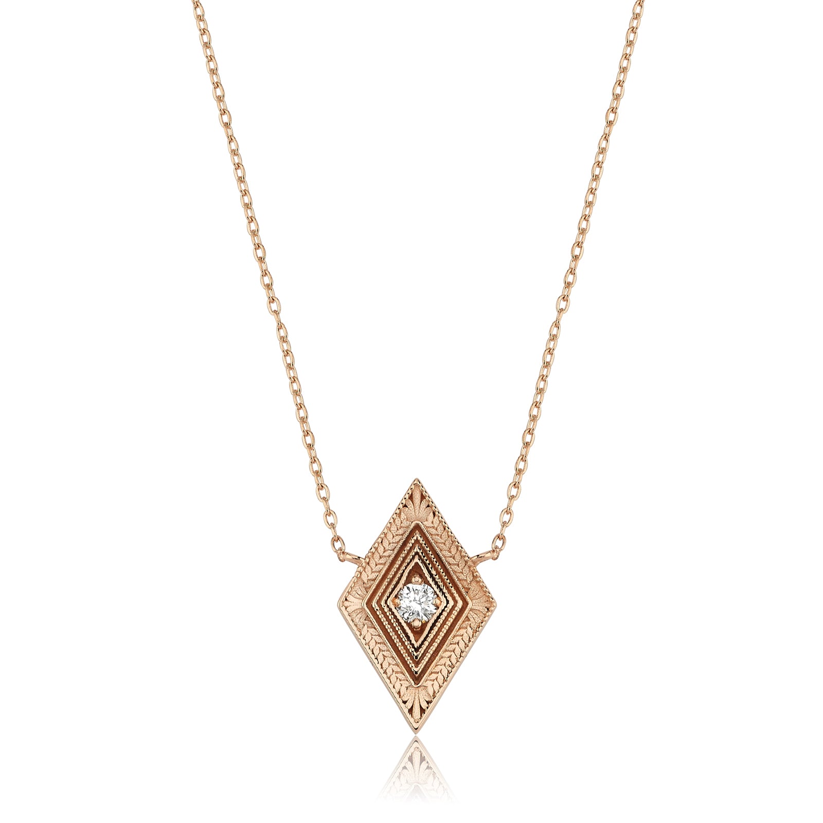 COLIER N000119 DIN AUR GALBEN 14K CU DIAMANT FORMA ROMB - Bijuterii LA ROSA