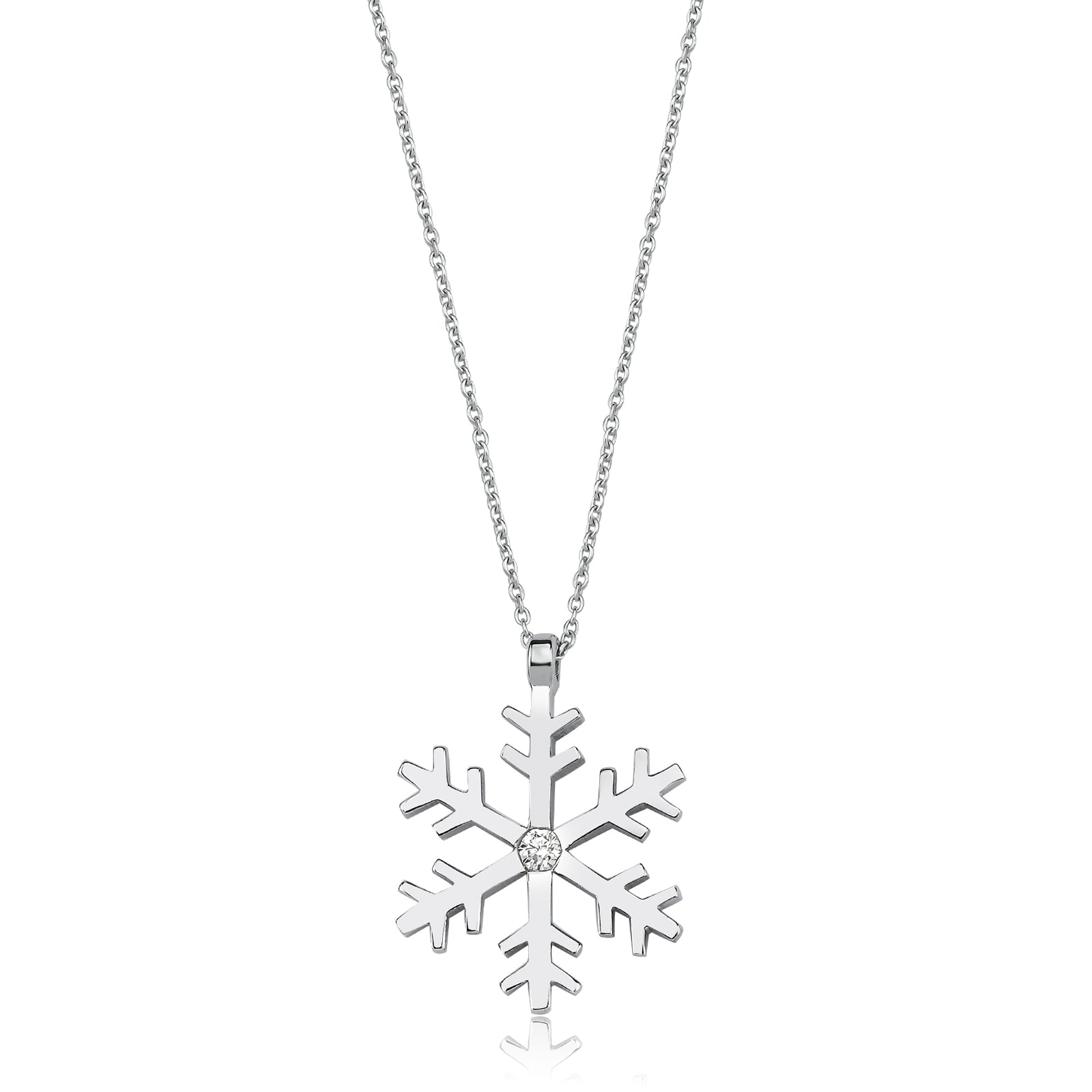 COLIER N132419 DIN AUR ALB 14K CU DIAMANT  FORMA FULG - Bijuterii LA ROSA