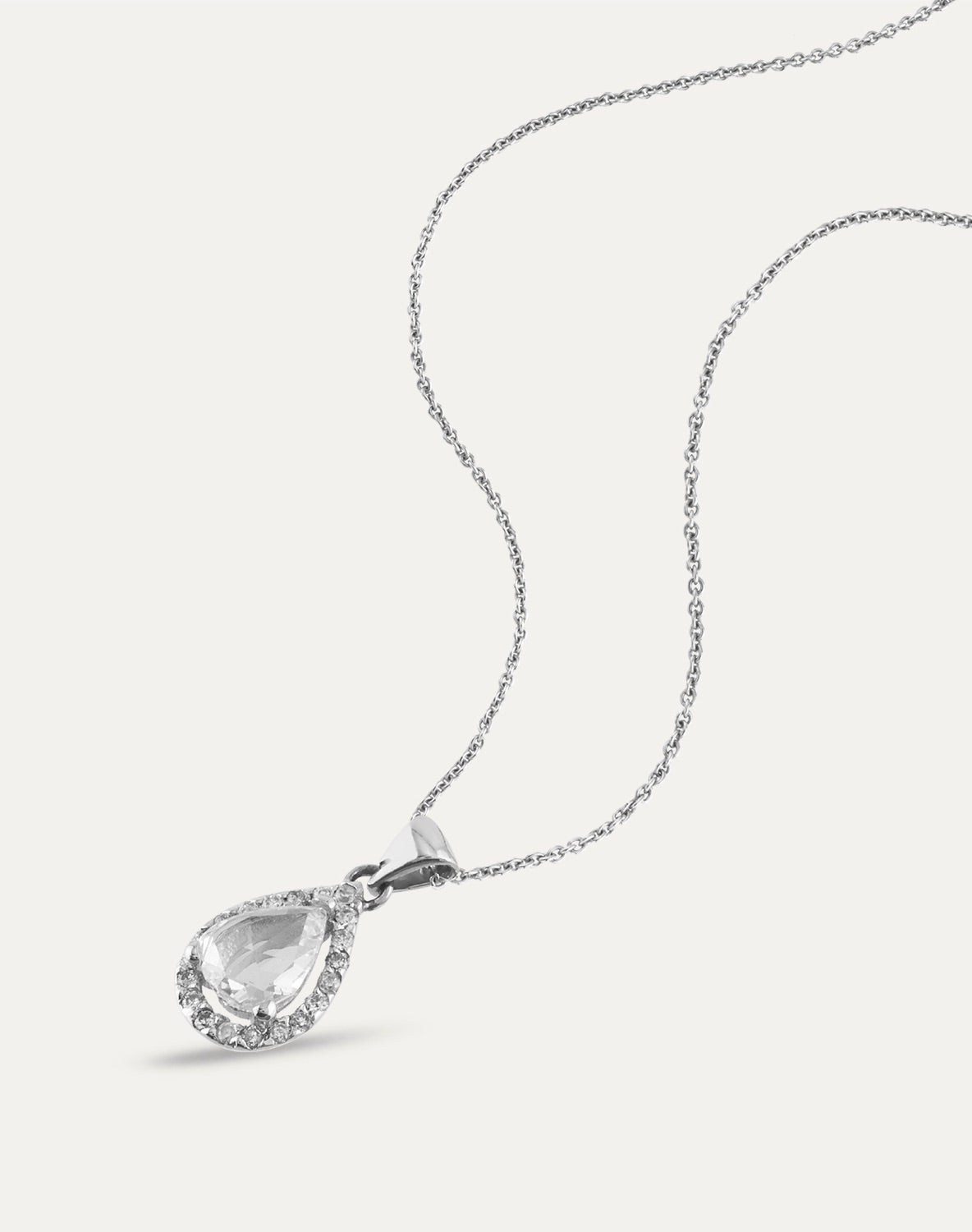 COLIER P000010 DIN AUR ALB 18K FORMA LACRIMA CU DIAMANTE - Bijuterii LA ROSA