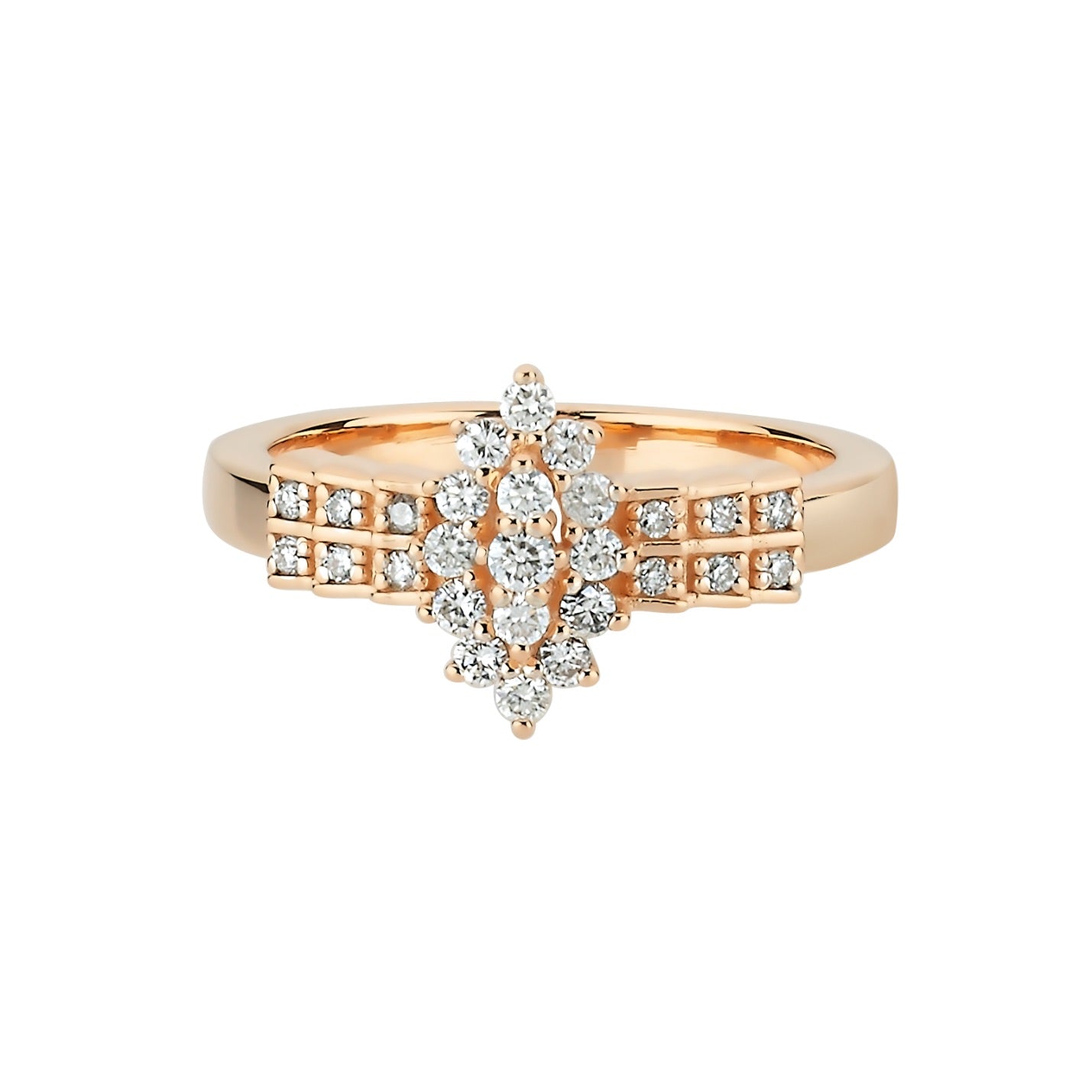INEL R000138 DIN AUR GALBEN SI ALB 14K FORMA MARQUISE CU DIAMANTE - Bijuterii LA ROSA - Verighete si Inele de Logodna, bijuterii cu diamante
