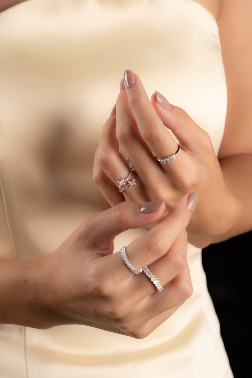 INEL R004187 DIN AUR ALB 14K FORMA MARQUISE CU DIAMANTE - Bijuterii LA ROSA