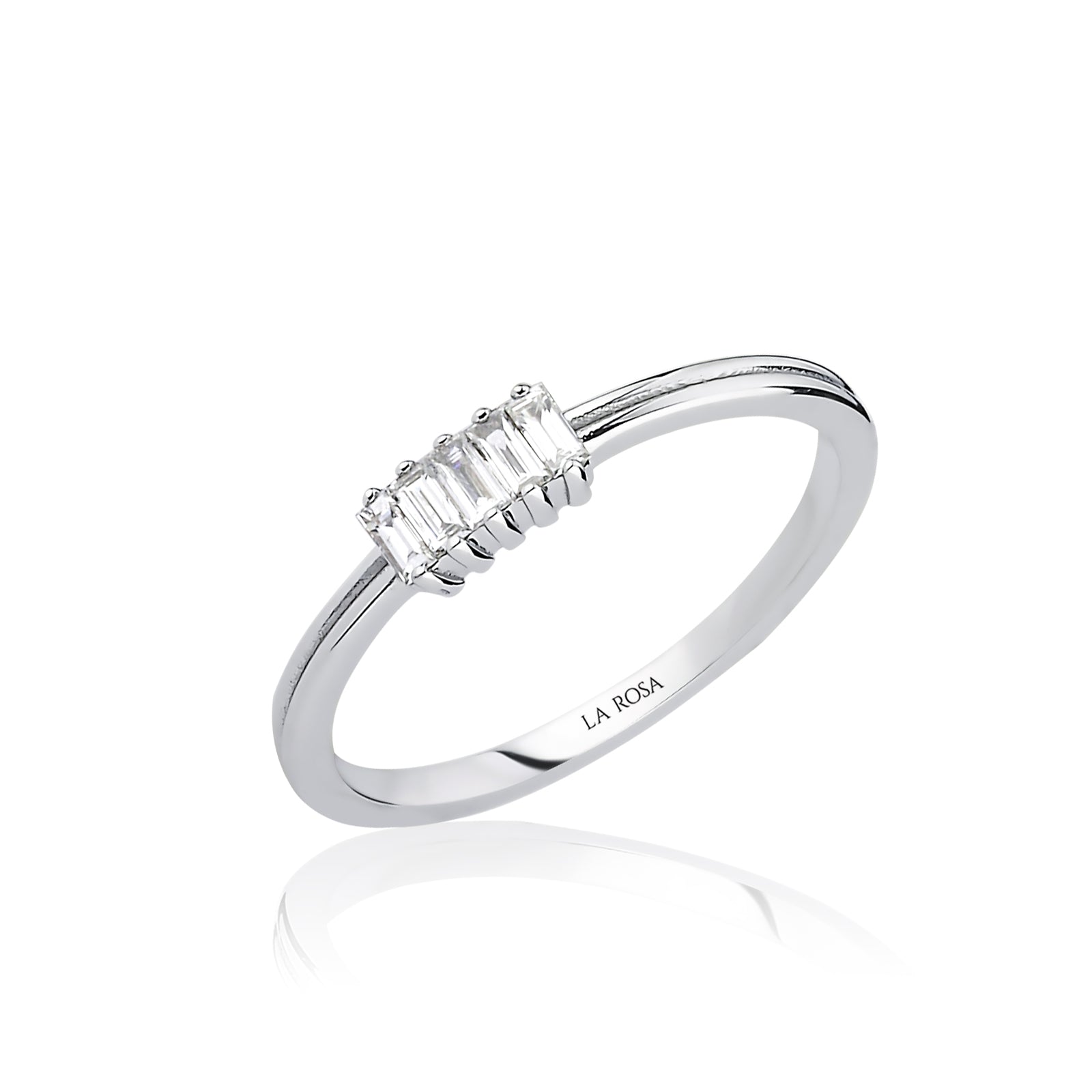 INEL R000458 DIN AUR 14K CU CINCI DIAMANTE BAGUETTE - Bijuterii LA ROSA