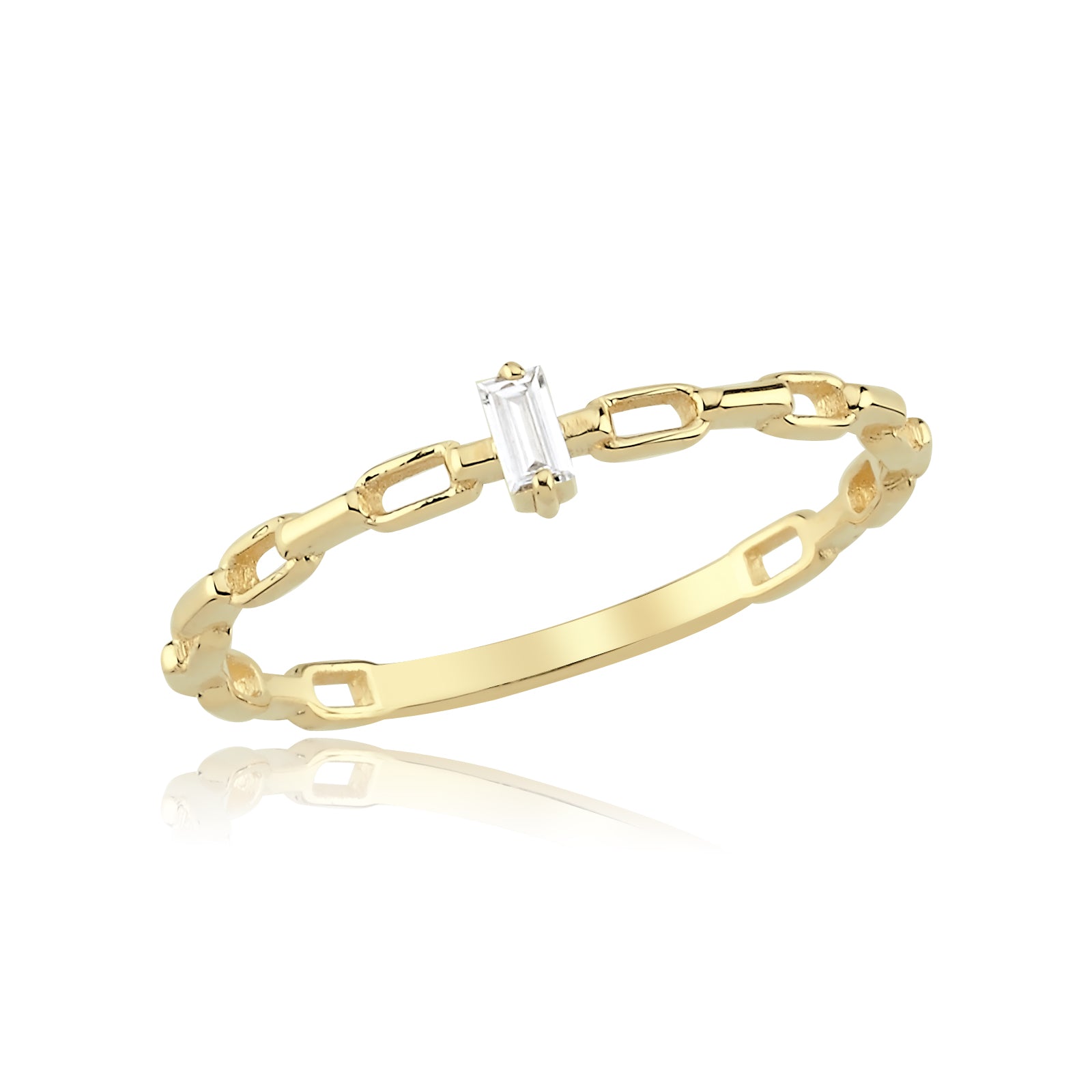 INEL R0004 DIN AUR GALBEN 14K CU DIAMANT BAGHETE - Bijuterii LA ROSA