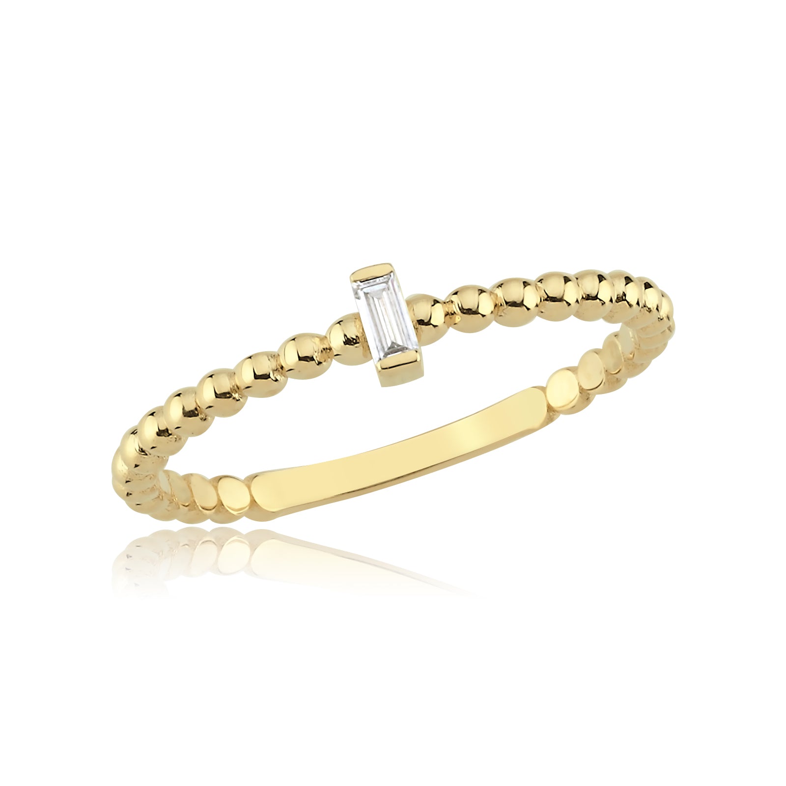 INEL R0005 DIN AUR GALBEN 14K CU DIAMANT BAGHETE - Bijuterii LA ROSA