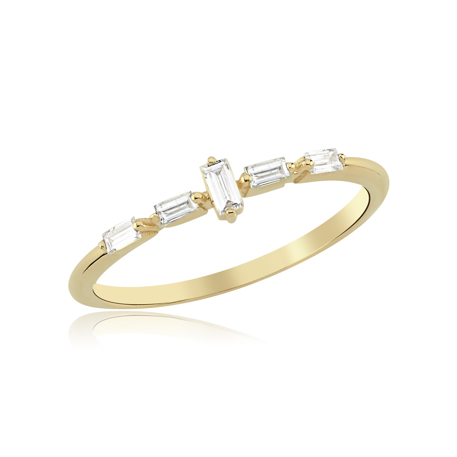 INEL R0006 DIN AUR GALBEN 14K CU DIAMANTE BAGHETE - Bijuterii LA ROSA