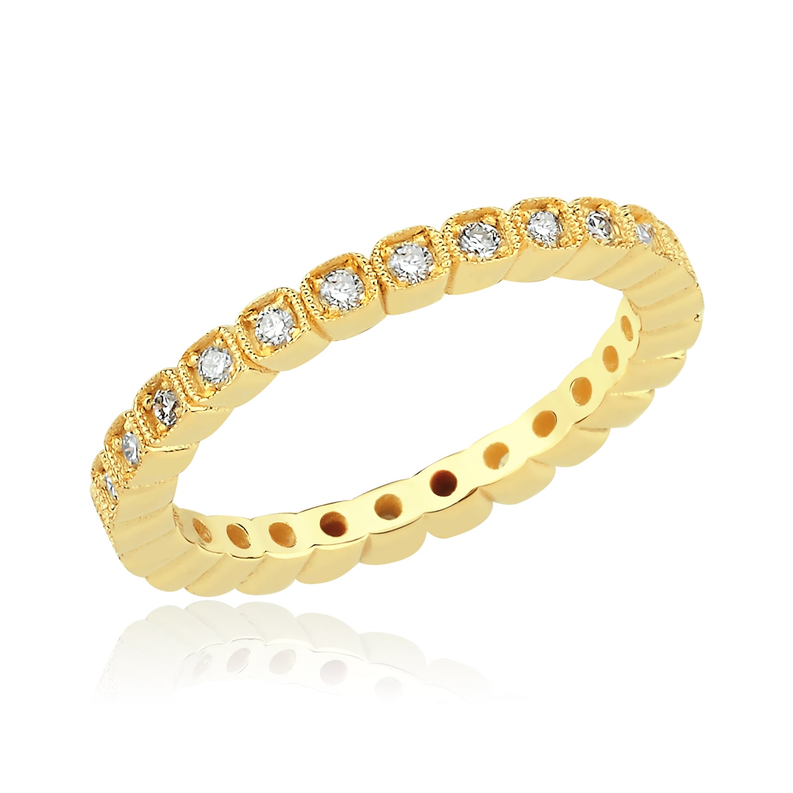 INEL R0008 DIN AUR GALBEN 14K CU DIAMANTE - Bijuterii LA ROSA