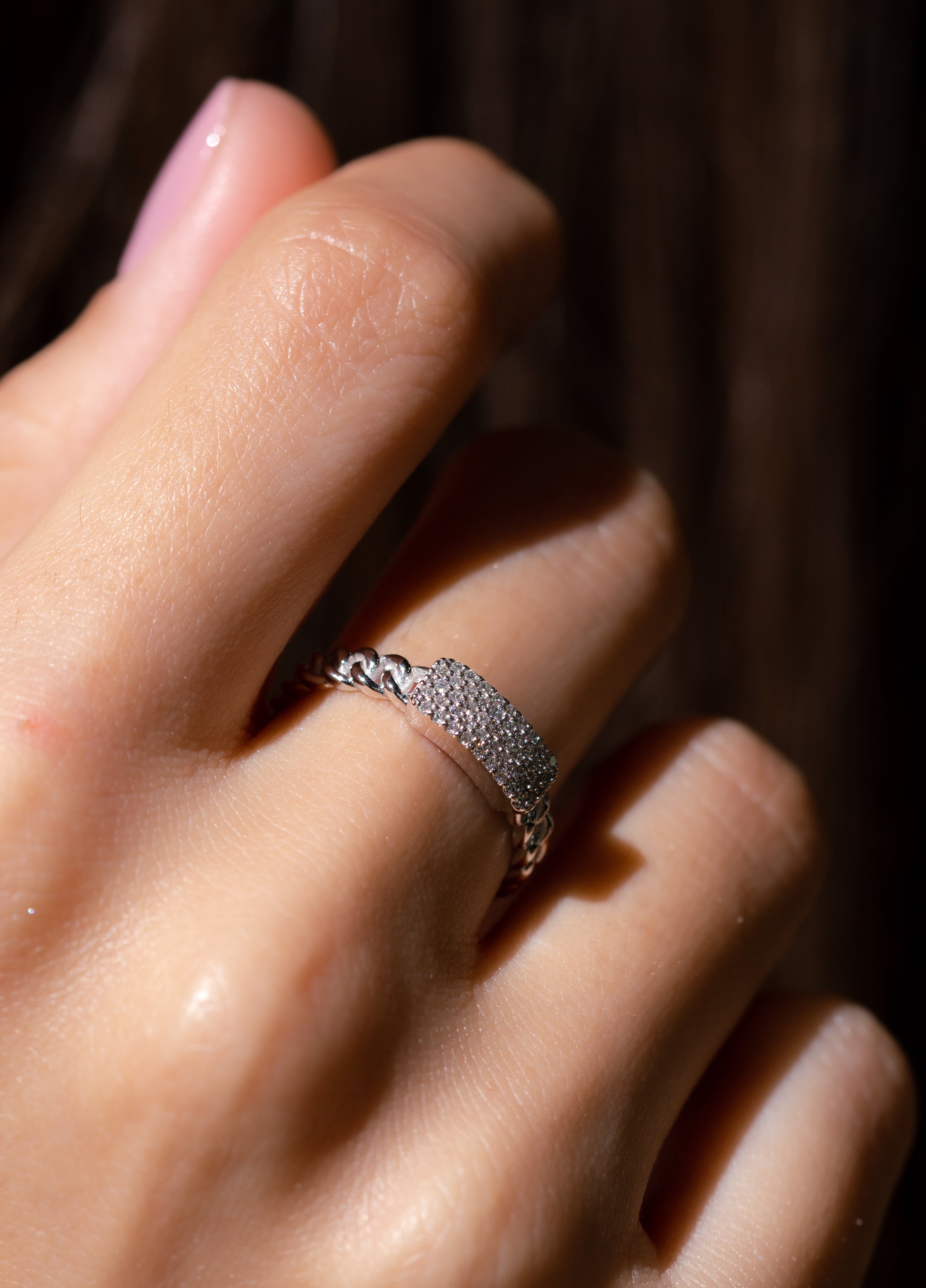 INEL R001451 DIN AUR ALB 14K FORMA DREPTUNGHIULARA CU DIAMANTE - Bijuterii LA ROSA