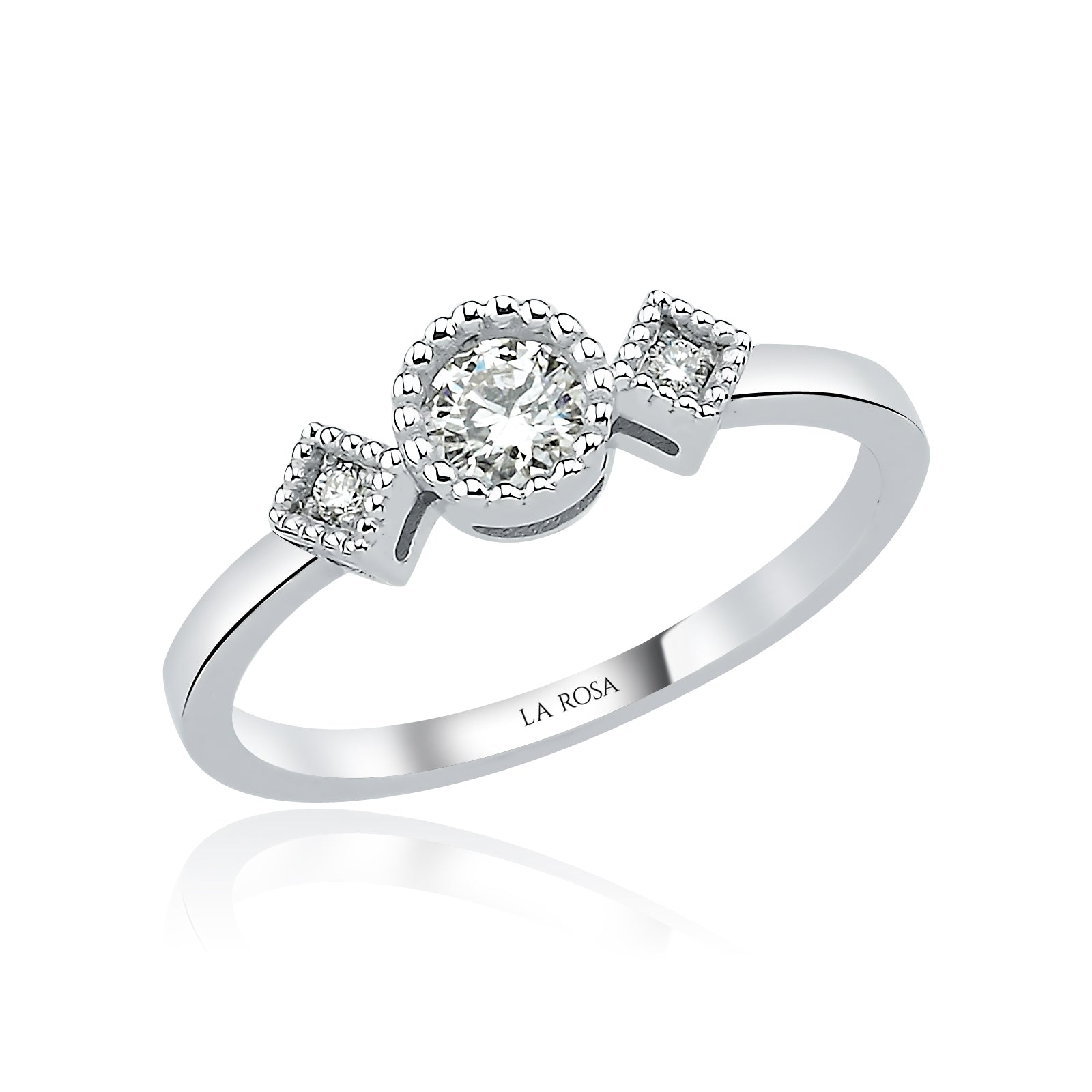 INEL R0014 DIN AUR ALB 14K CU DIAMANTE - Bijuterii LA ROSA