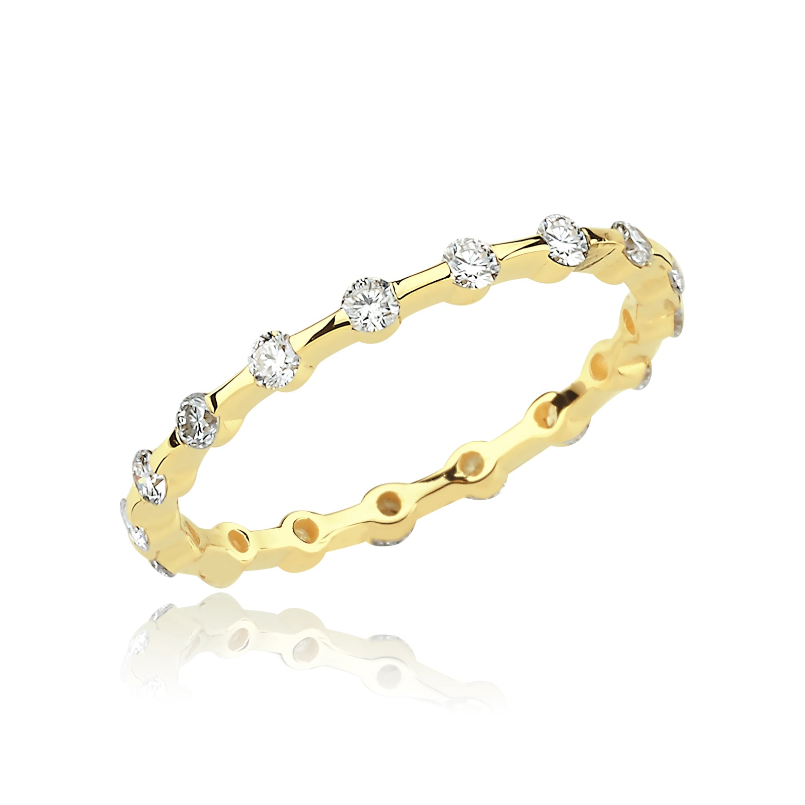 INEL R0015 DIN AUR GALBEN 14K CU DIAMANTE - Bijuterii LA ROSA