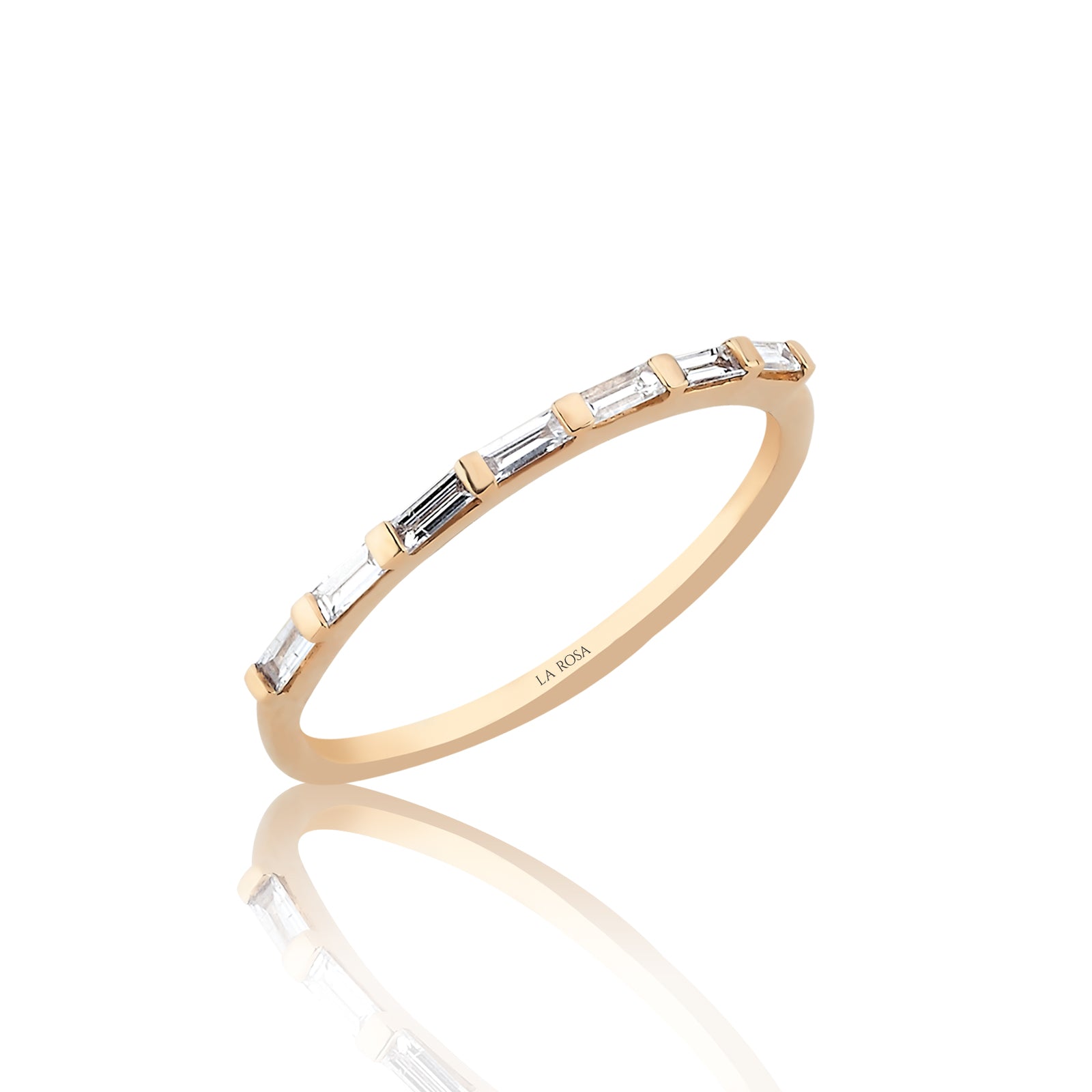 INEL R002005 DIN AUR ROZ 14K CU DIAMANTE BAGHETE - Bijuterii LA ROSA
