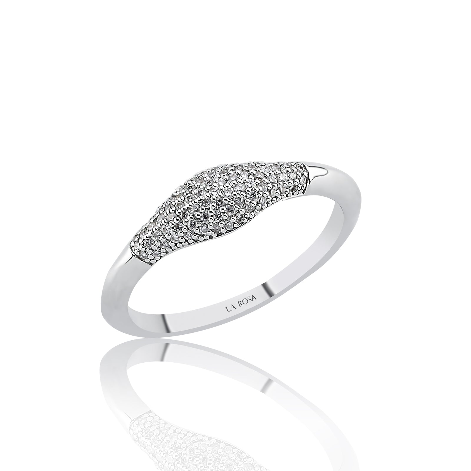 INEL R002068 DIN AUR ALB 14K FORMA BOMBATA CU DIAMANTE - Bijuterii LA ROSA