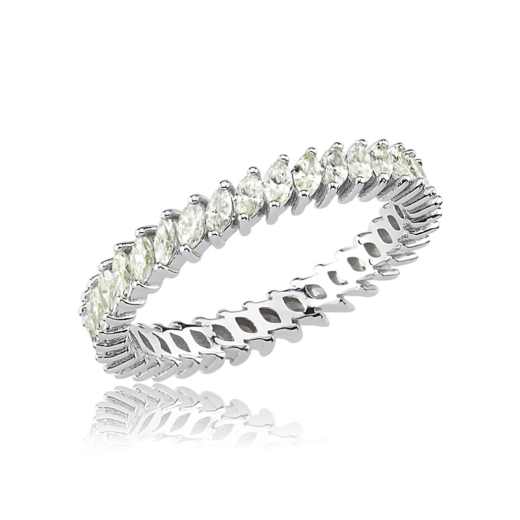 INEL R004187 DIN AUR ALB 14K FORMA MARQUISE CU DIAMANTE - Bijuterii LA ROSA