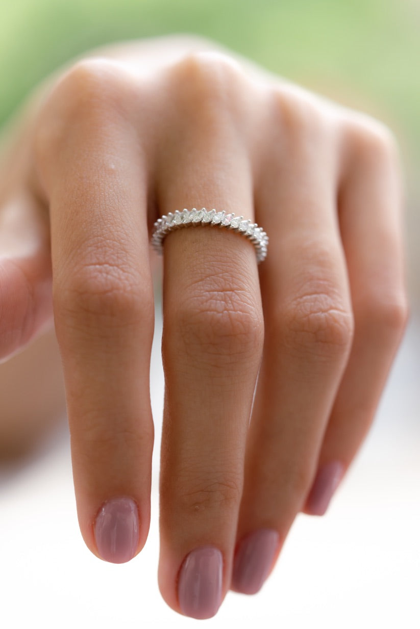 INEL R004187 DIN AUR ALB 14K FORMA MARQUISE CU DIAMANTE - Bijuterii LA ROSA
