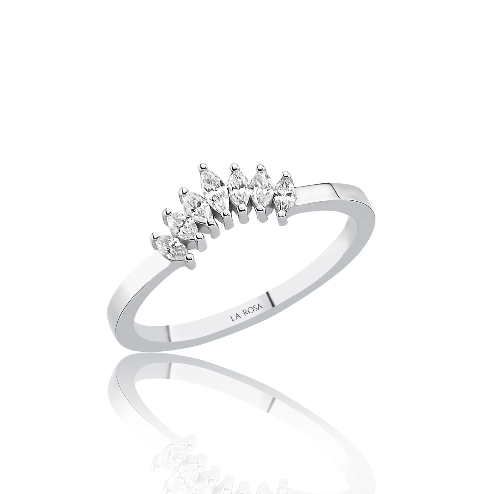 INEL R004598 DIN AUR ALB 14K CU DIAMANTE FORMA MARQUISE - Bijuterii LA ROSA