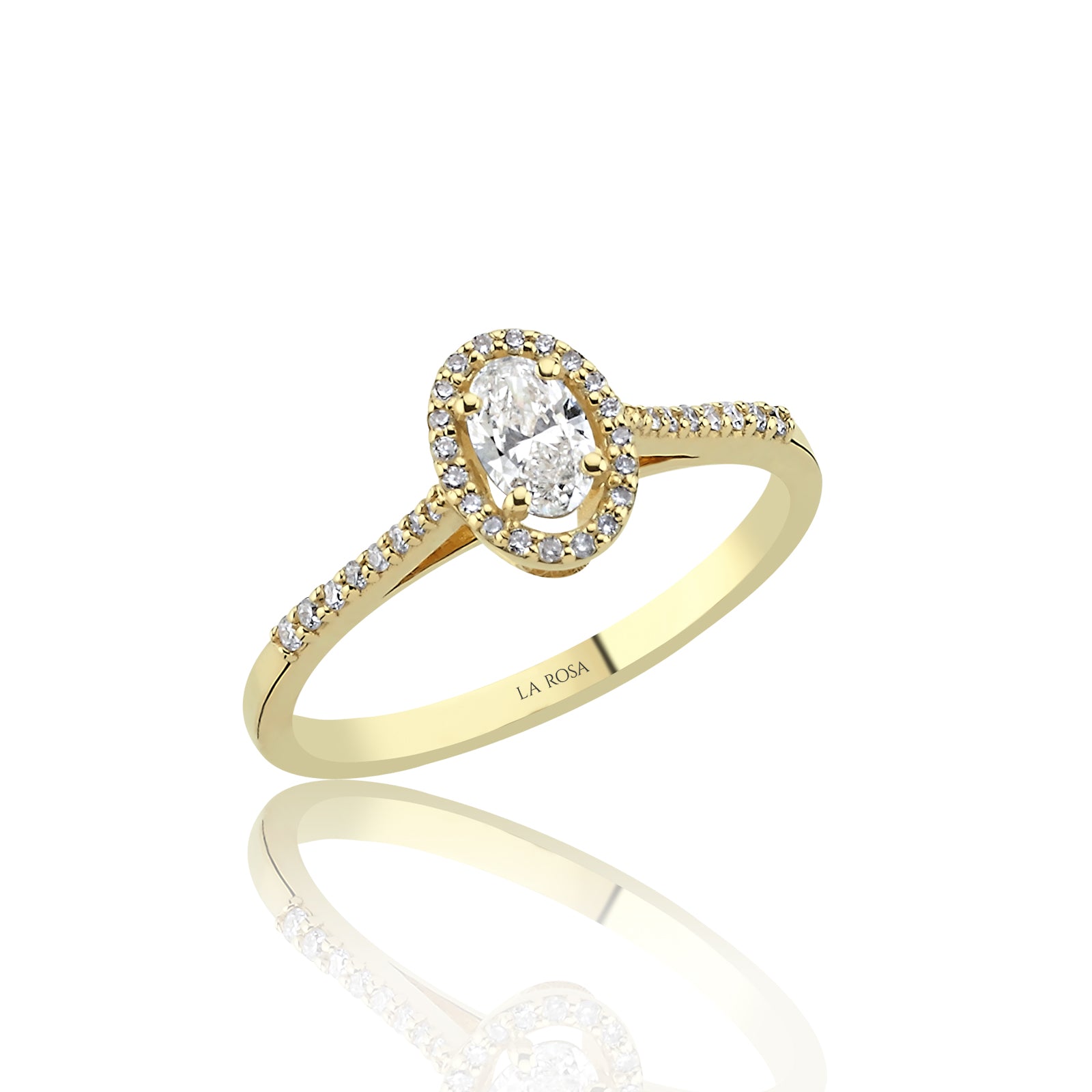 INEL R004764 DIN AUR GALBEN 14K FORMA OVALA CU DIAMANTE - Bijuterii LA ROSA