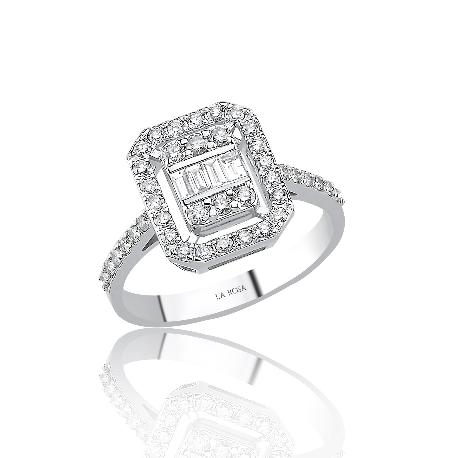INEL R004783 DIN AUR ALB 14K FORMA DREPTUNGHI CU DIAMANTE - Bijuterii LA ROSA