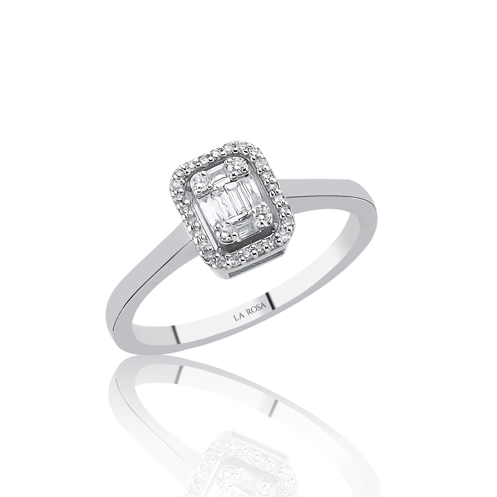 INEL R004798 DIN AUR ALB 14K FORMA DREPTUNGHI CU DIAMANTE - Bijuterii LA ROSA