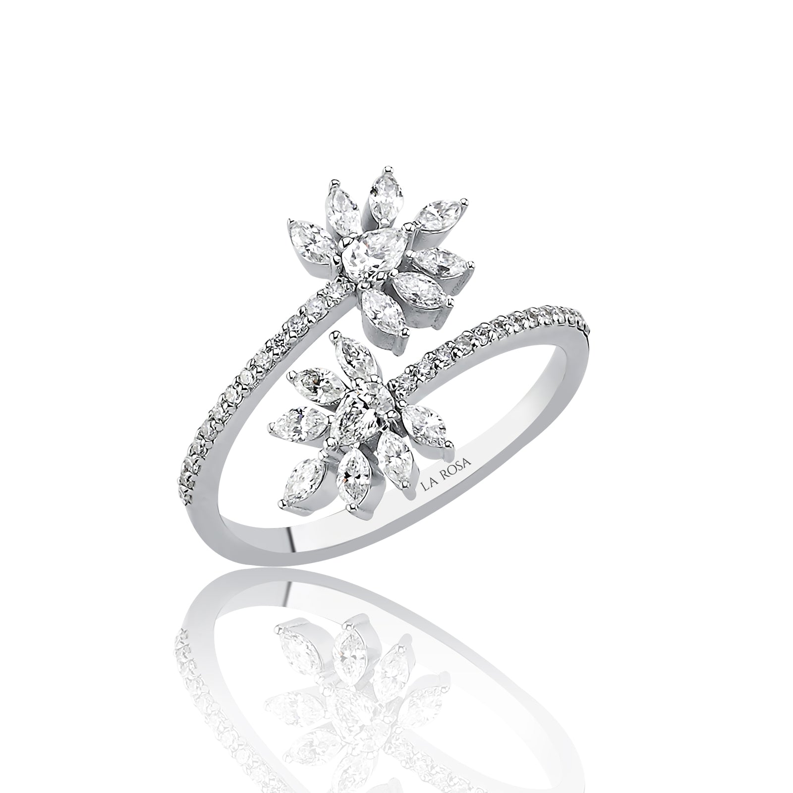 INEL R004804 DIN AUR ALB 14K CU DIAMANTE FORMA MARQUISE - Bijuterii LA ROSA