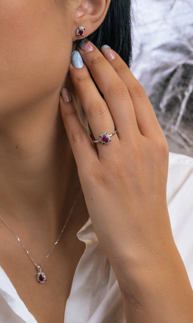 INEL LRPN279 DIN AUR ALB 14K CU DIAMANTE SI RUBIN - Bijuterii LA ROSA - Verighete si Inele de Logodna, bijuterii cu diamante