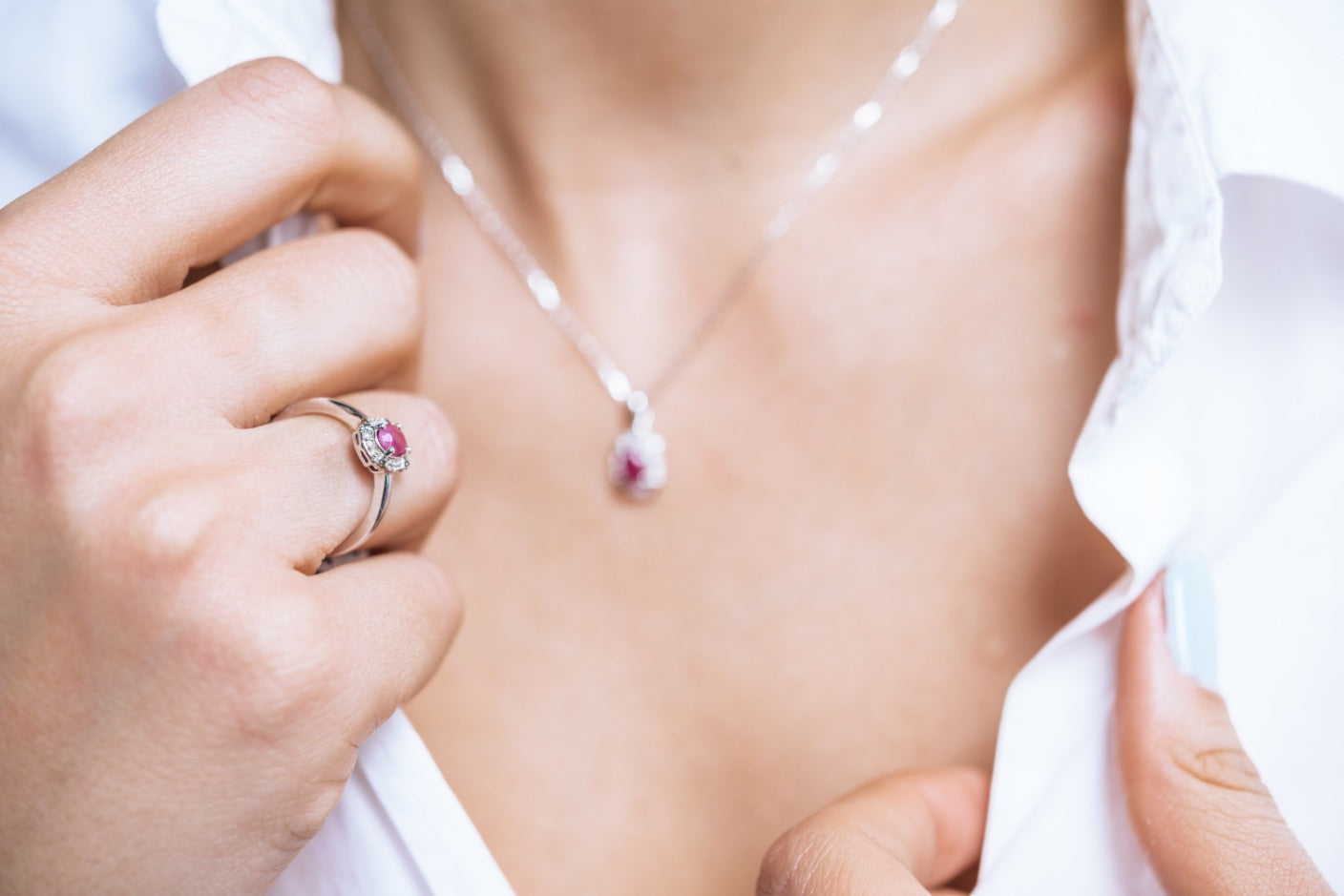 INEL LRPN279 DIN AUR ALB 14K CU DIAMANTE SI RUBIN - Bijuterii LA ROSA - Verighete si Inele de Logodna, bijuterii cu diamante