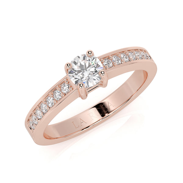Inel de logodna LRY190 din aur roz 18k cu diamante - Bijuterii LA ROSA