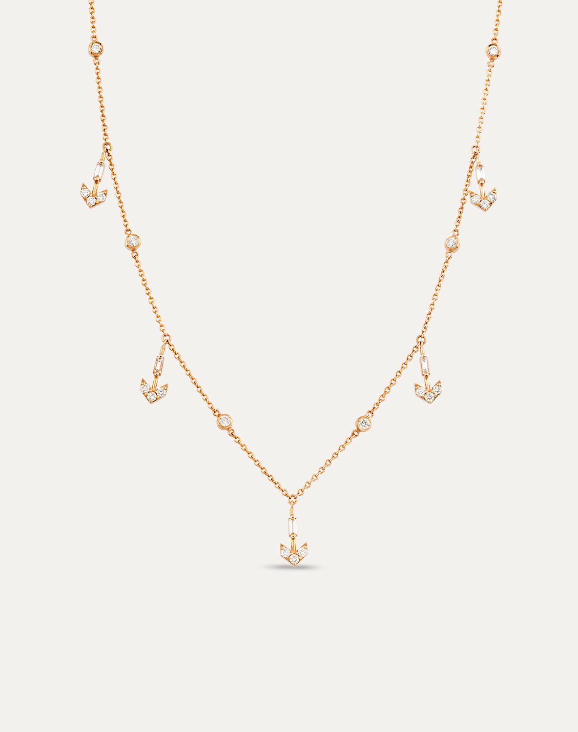 COLIER KL28496  DIN AUR ROZ 14K  FORMA SAGEATA CU DIAMANTE - Bijuterii LA ROSA