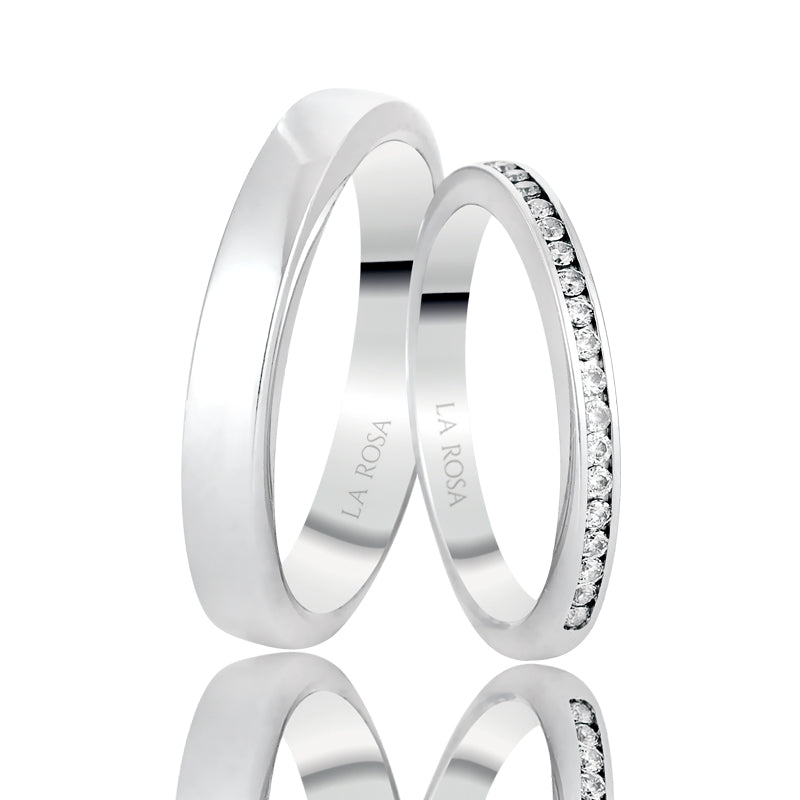 Verighete LRSZ027 din platina cu diamante sau cristale - Bijuterii LA ROSA