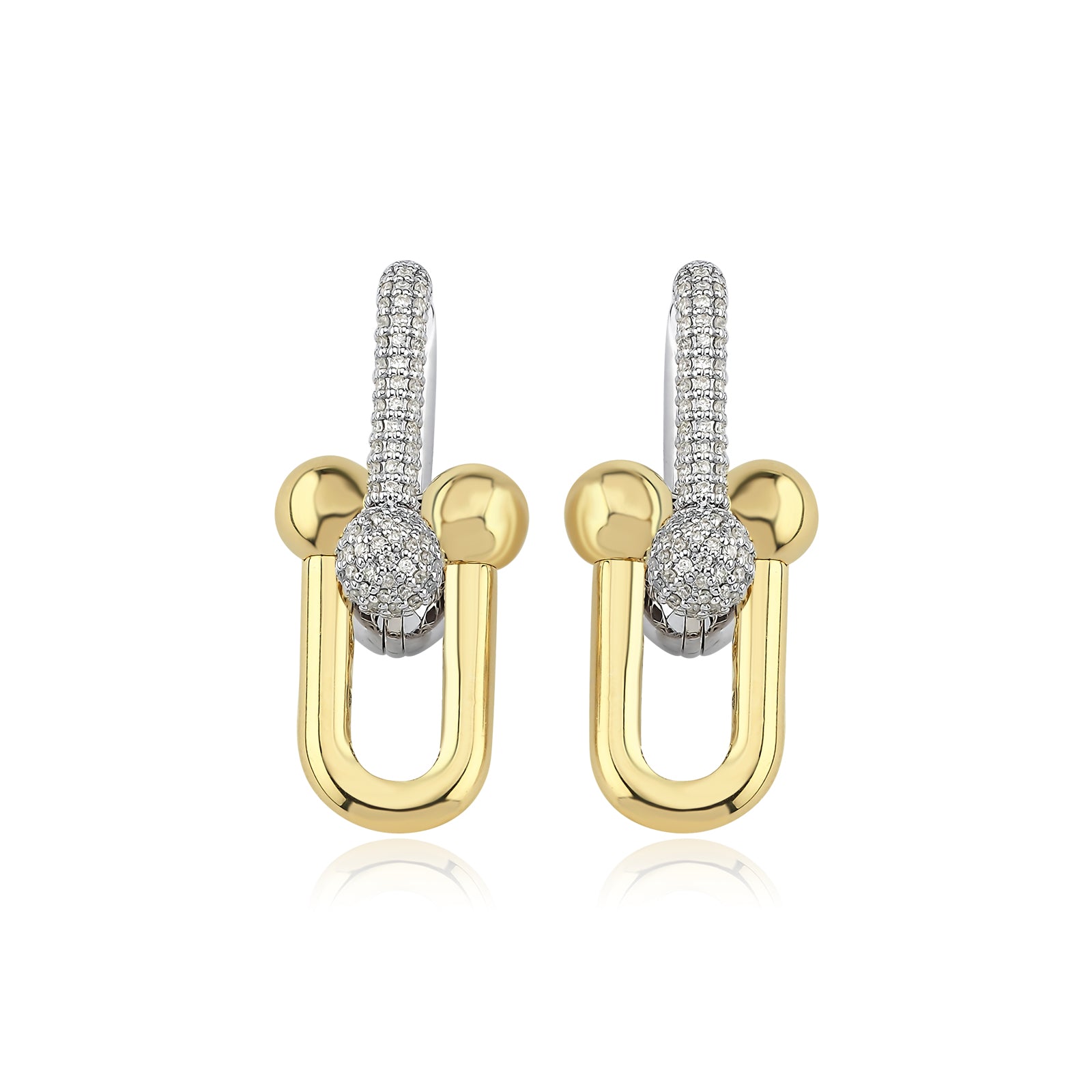 Cercei TF0037E din aur galben si aur alb 14K cu diamante - Bijuterii LA ROSA